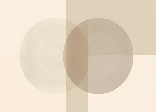 Minimalist circles in soft beige tones wall mural