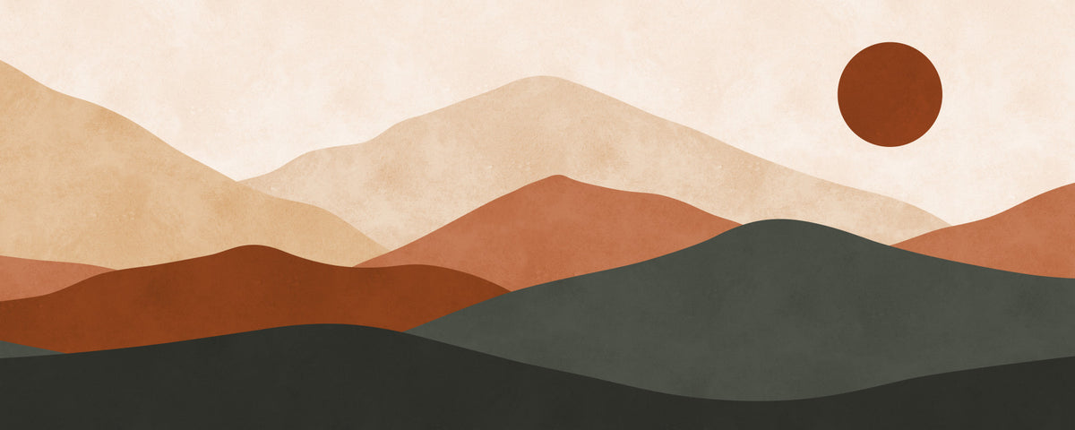 Minimalist Terracotta Mountain Horizon Wall Mural in your room