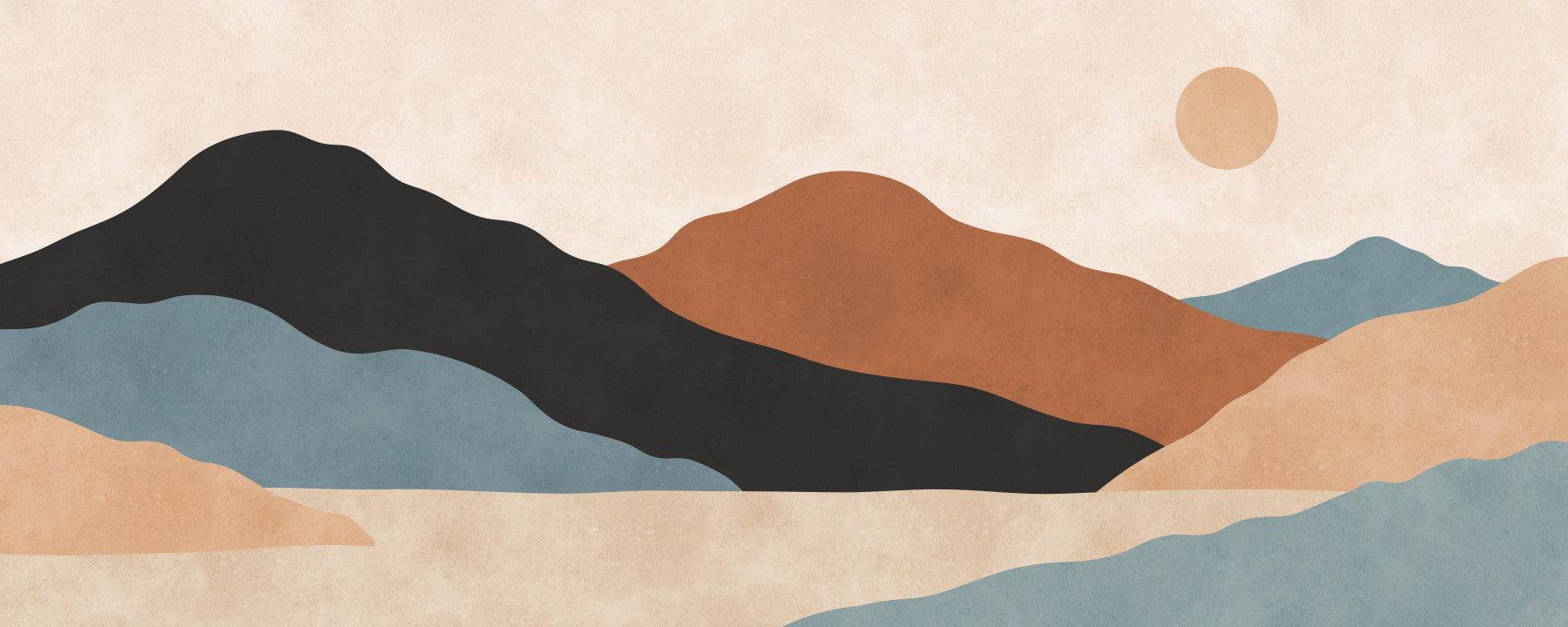 Minimalist Desert Mountain Vista Wall Mural