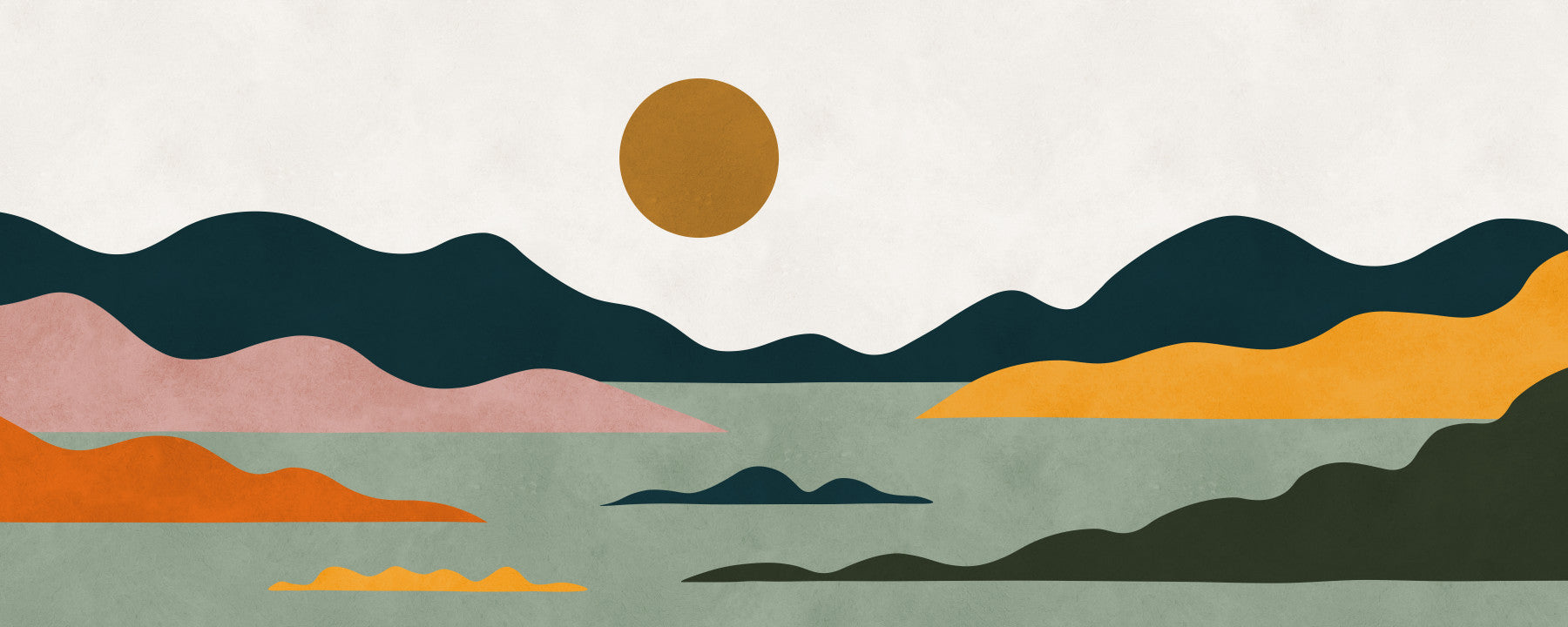 Abstract Geometric Sunset Horizon Wall Mural