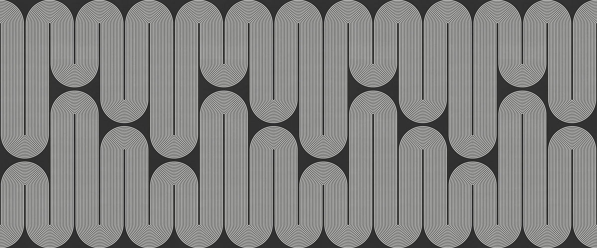 Minimalist Monochromatic Wave Arches Wall Mural in your room — zoomed