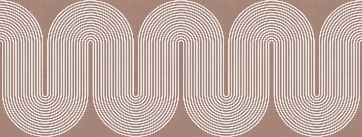 Minimalist Terracotta Wavy Line Pattern Wall Mural in your room — zoomed