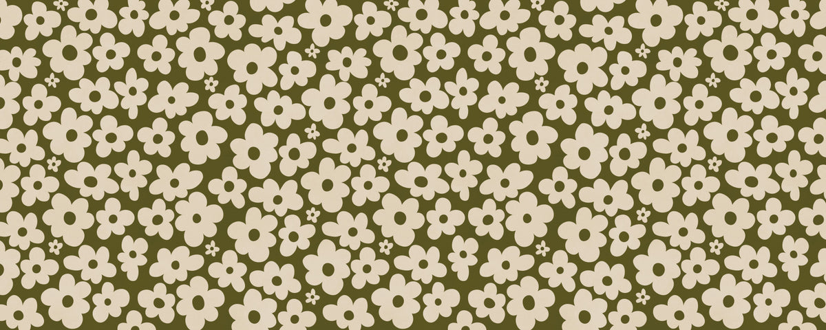 Retro Daisy Meadow in Sage and Cream Wall Mural in your room
