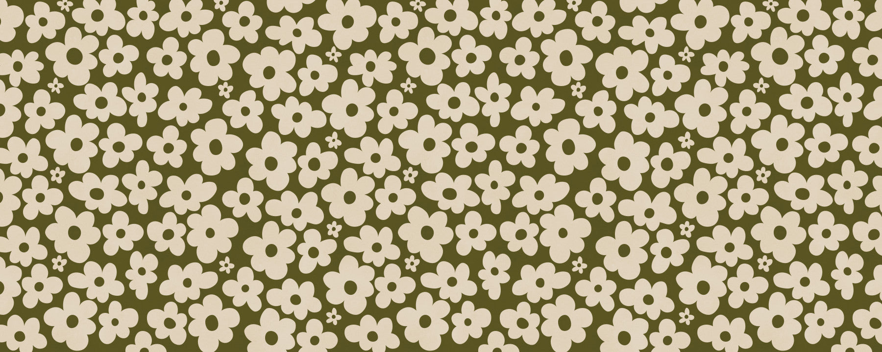Retro Daisy Meadow in Sage and Cream Wall Mural
