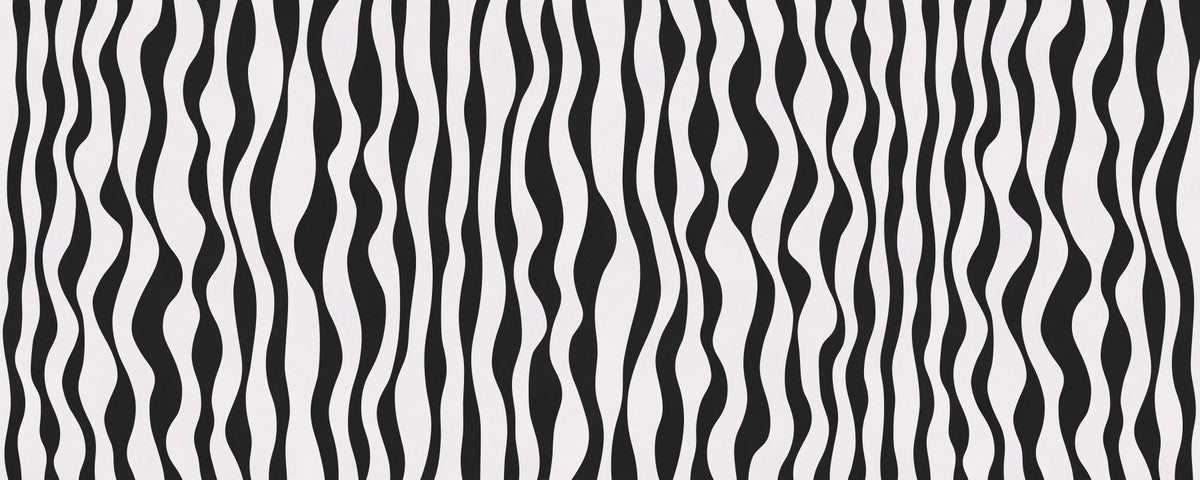 Monochrome Wavy Stripe Design Wall Mural in your room — zoomed