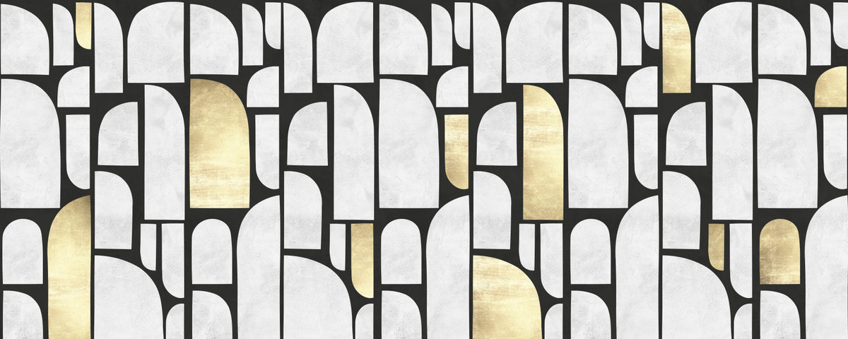 Modernist Gold and Stone Archway Motif Wall Mural in your room — zoomed