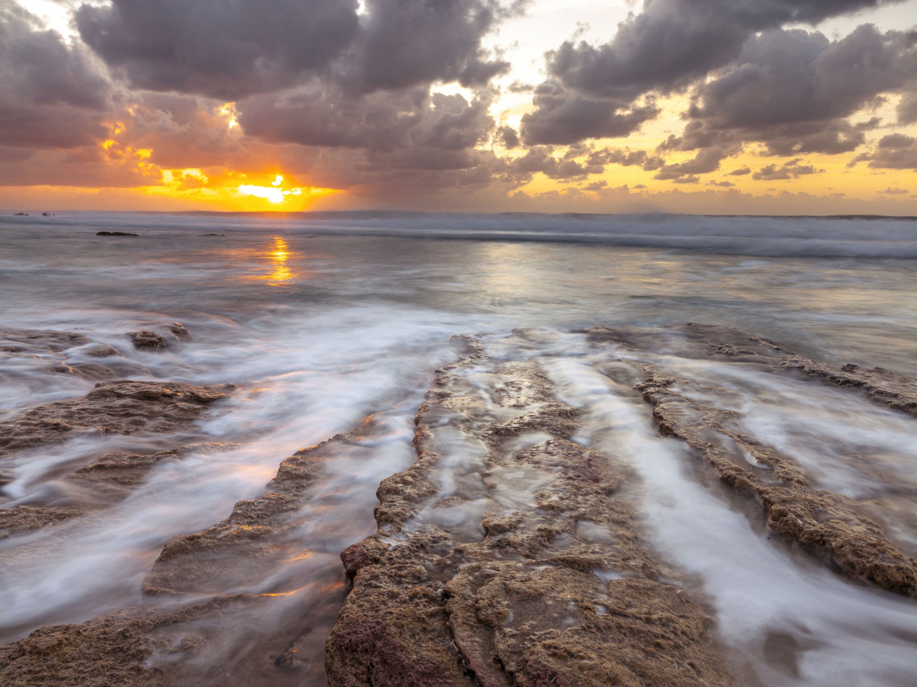 Golden Ocean Sunset Horizon Wall Mural