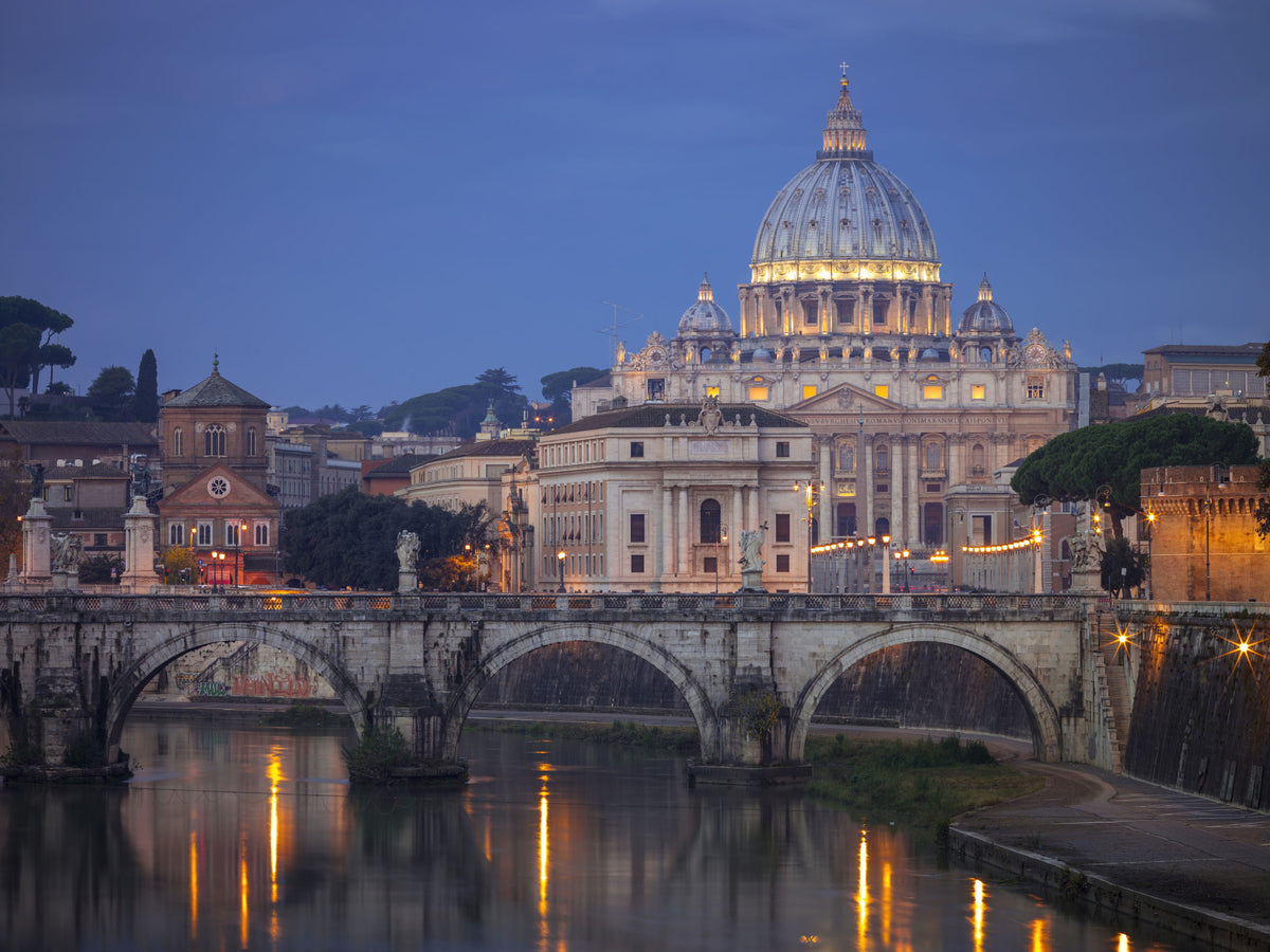 St. Peter’s Basilica Twilight Panorama Wall Mural in your room — zoomed