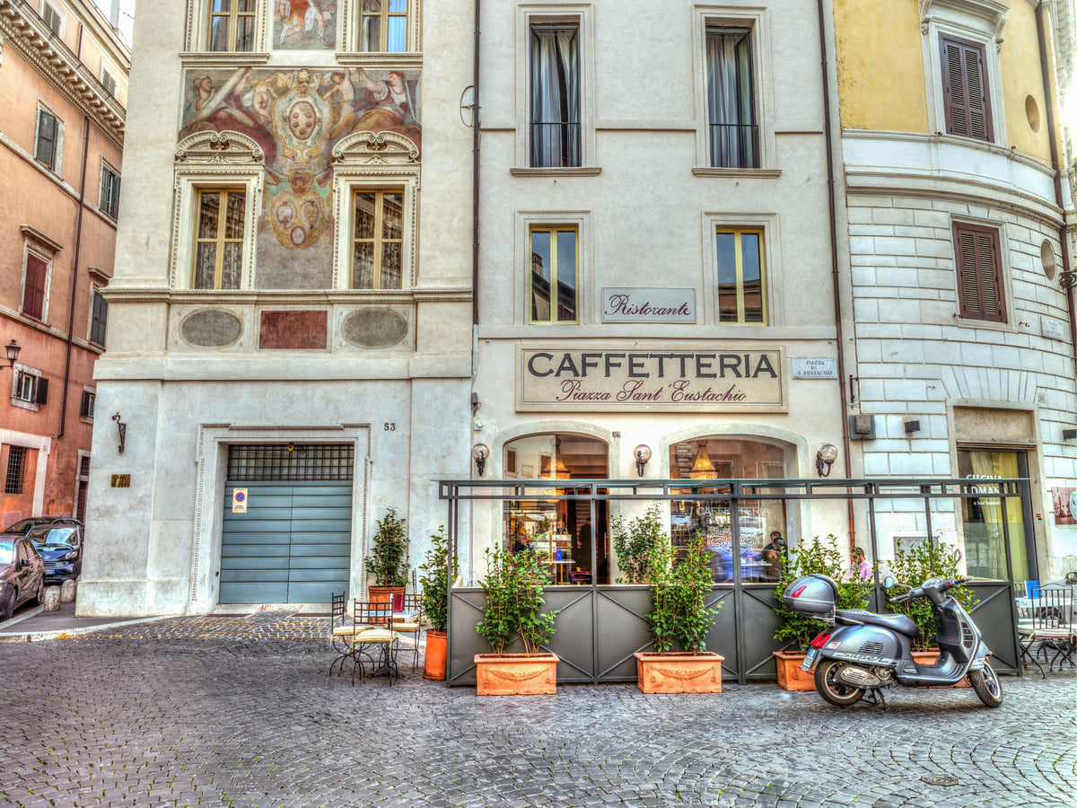 Italian Piazza Street Scene Wall Mural in your room — zoomed