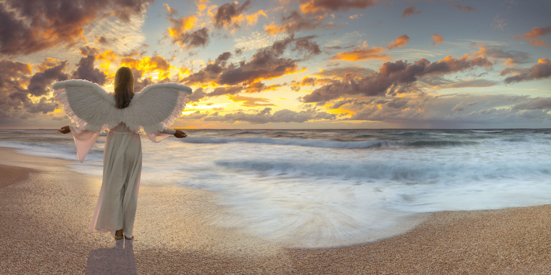 Celestial Guardian at Sunset Shore Wall Mural