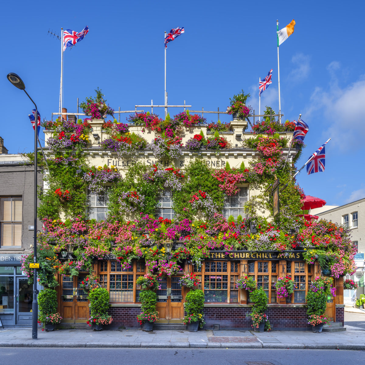 London Floral Pub Exterior Wall Mural