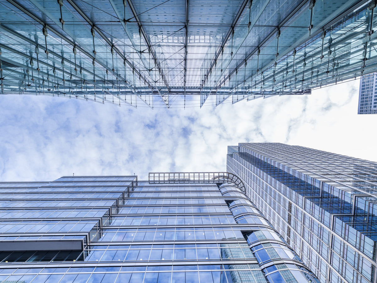Glass Skyscraper Perspective Wall Mural in your room