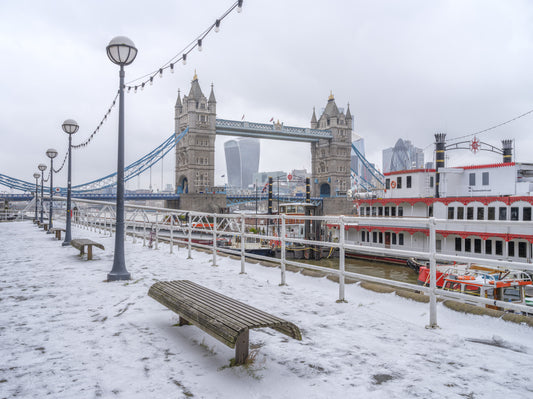 Snowy Thames Riverside View Wall Mural