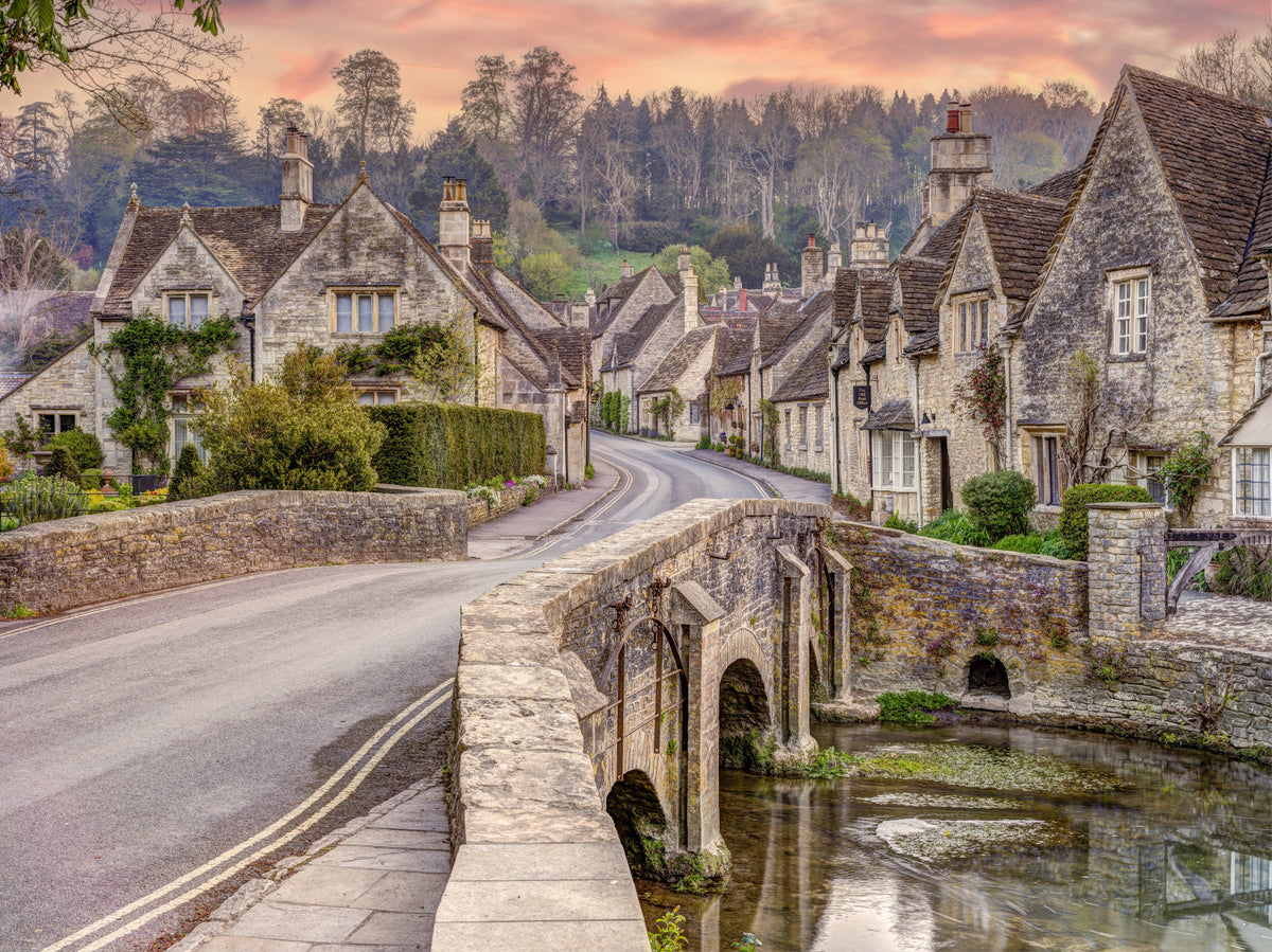 Cotswold Village Sunset Wall Mural in your room