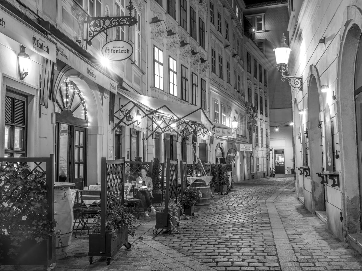 Historic European Restaurant Street Wall Mural in your room