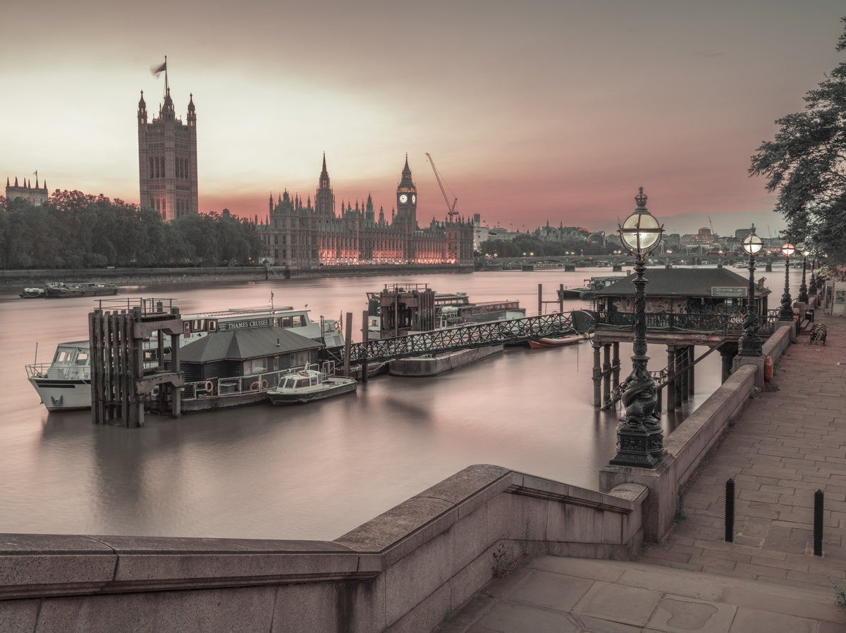 London River Sunset View Wall Mural in your room — zoomed