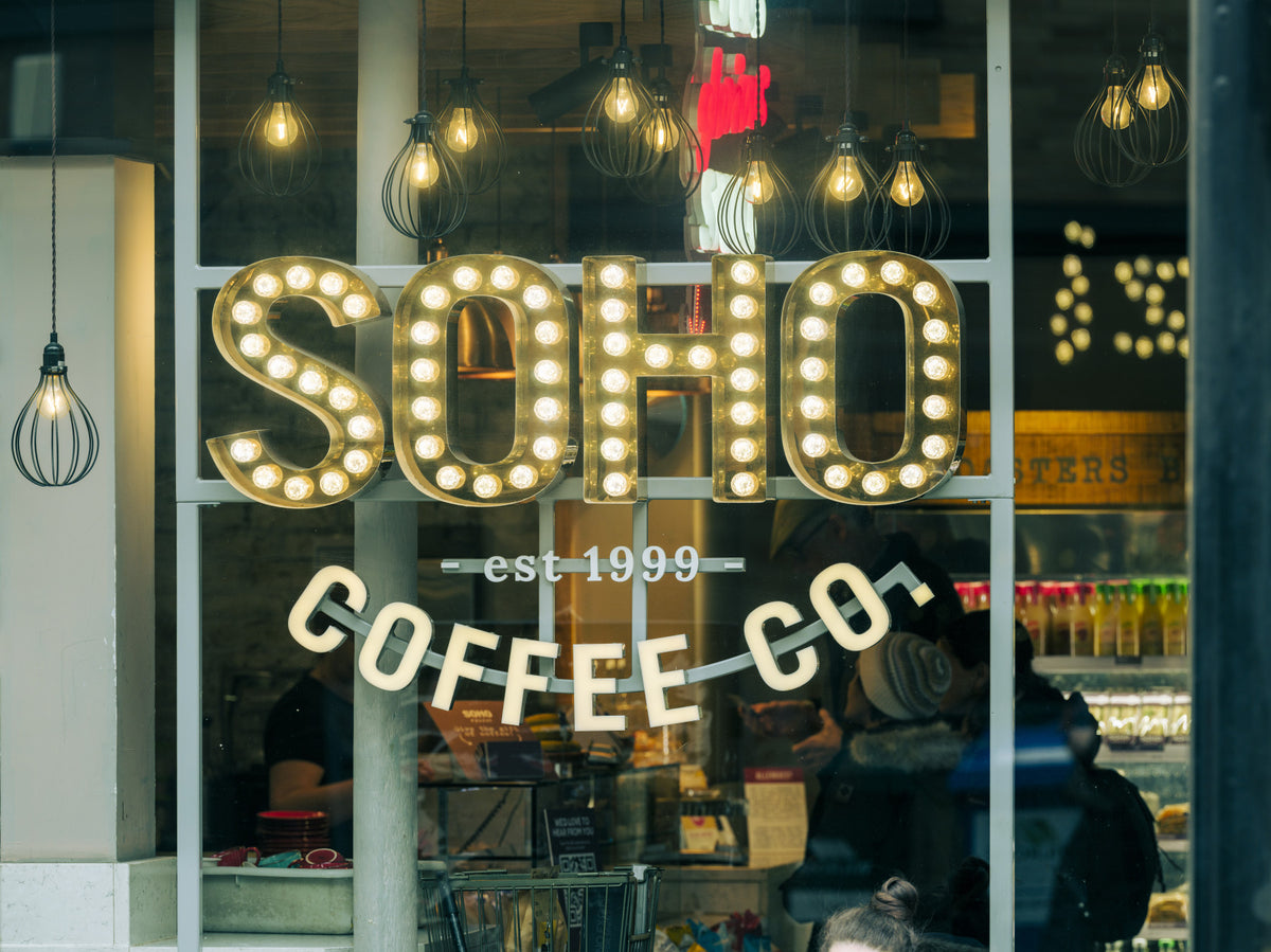 Urban Coffee House Neon Sign Wall Mural in your room