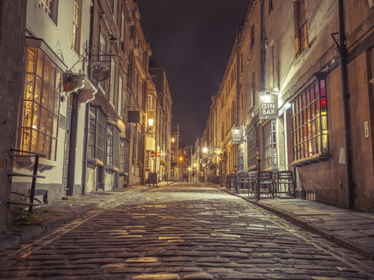 Nocturnal Cobbled Alleyway Wall Mural