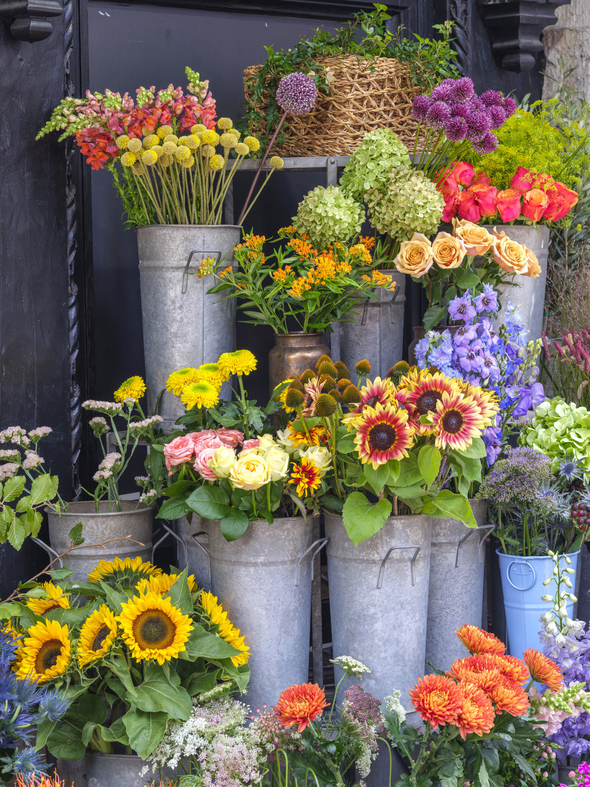 Rustic Floral Market Stall Wall Mural in your room — zoomed