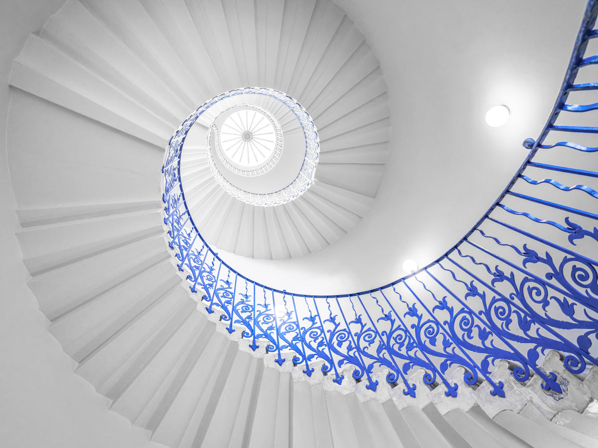 Cobalt Spiral Staircase Architectural Detail Wall Mural in your room