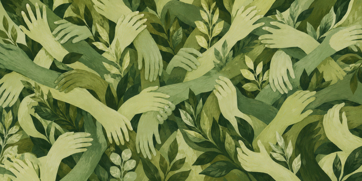 Intertwined Foliage Hands Wall Mural in your room