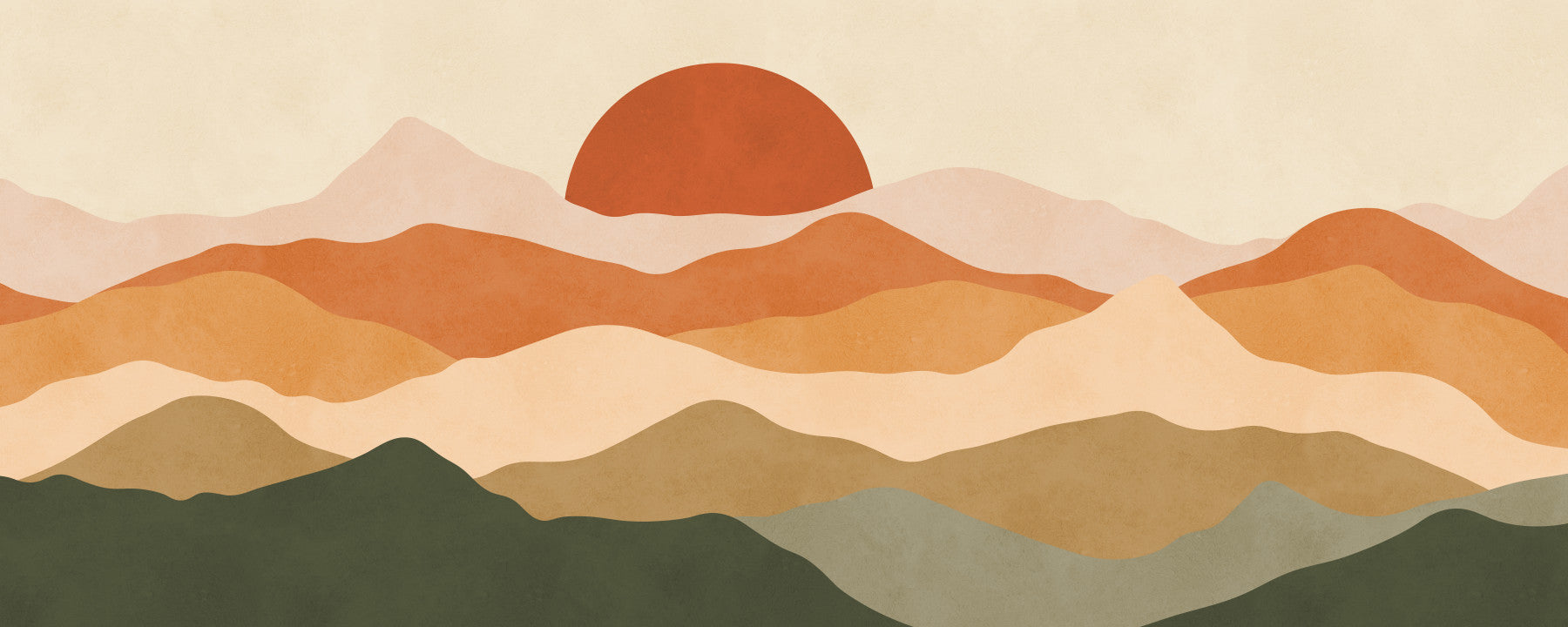 Minimalist Sunset Peaks Wall Mural