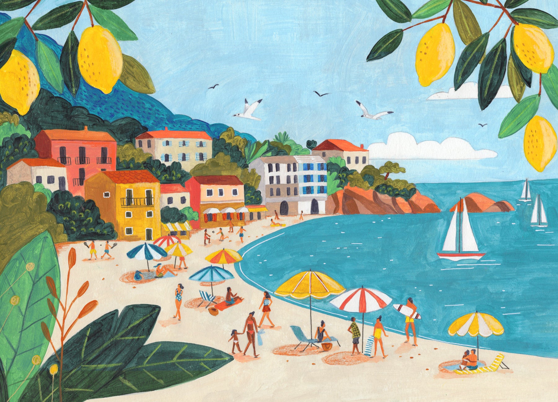 Mediterranean Coastline Escape Wall Mural