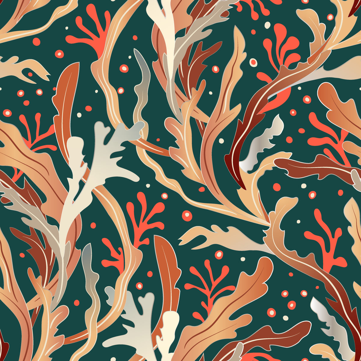 Abstract Seaweed Foliage Wallpaper⁠ in your room