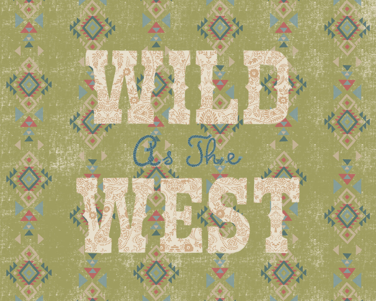 Western Folklore Script Pattern Wall Mural in your room — zoomed