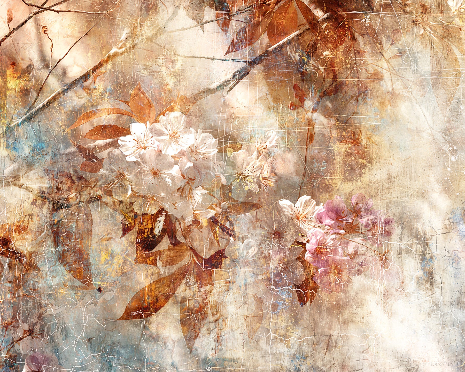 Rustic Blossom Serenade Wall Mural
