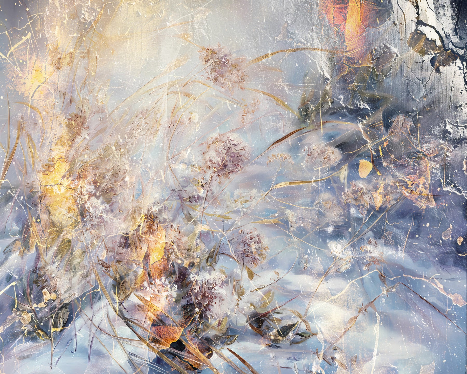 Misty Morning Botanical Wash Wall Mural