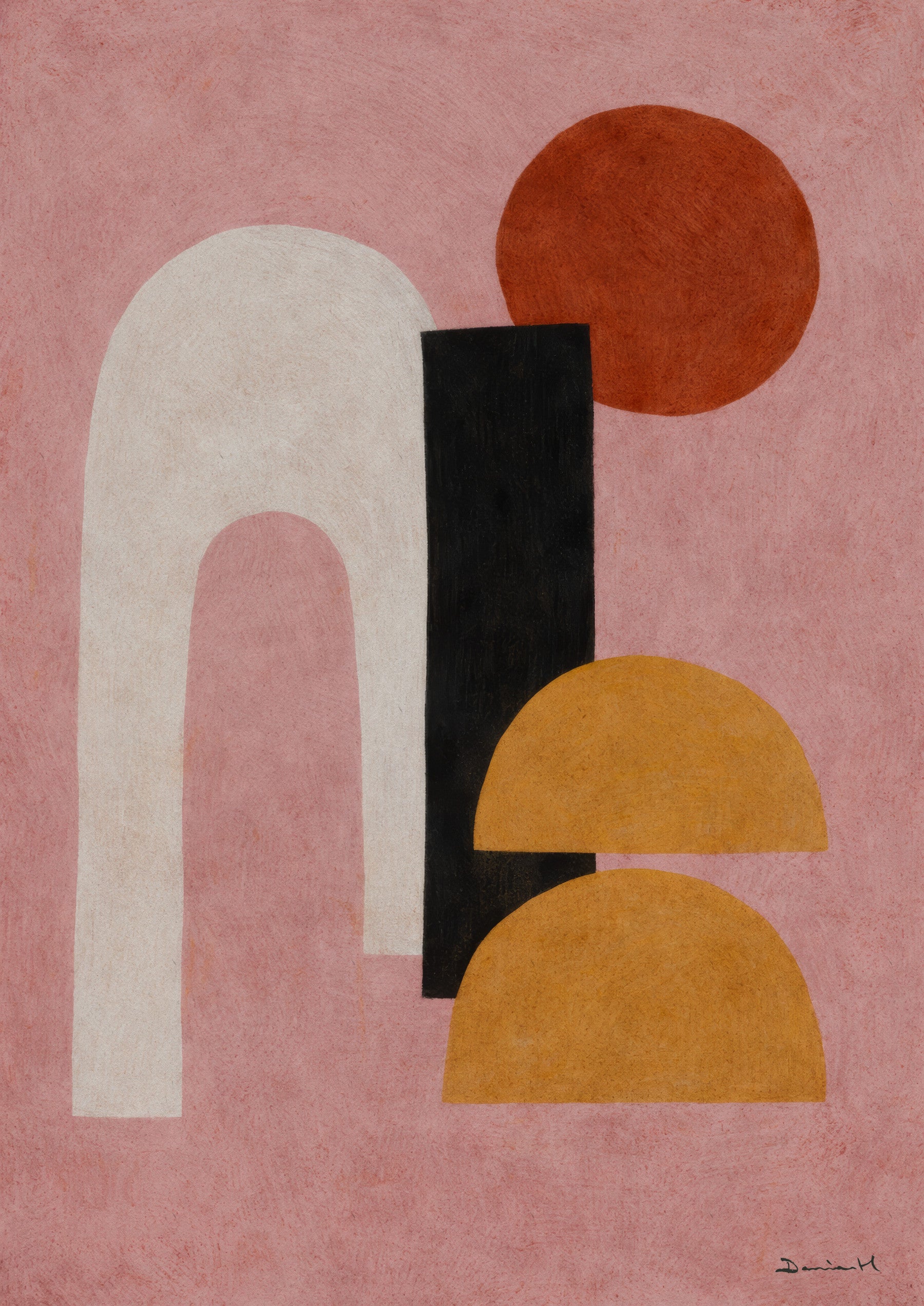 Abstract Shapes in Rose and Clay Wall Mural with soft organic forms GD11247