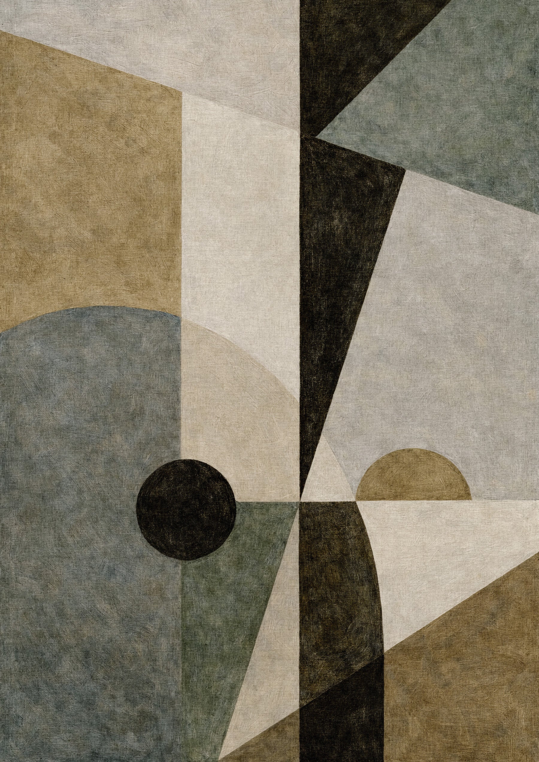Bathroom Geometric Earth Tone Cubism Wall Mural with abstract angular artwork GD11250