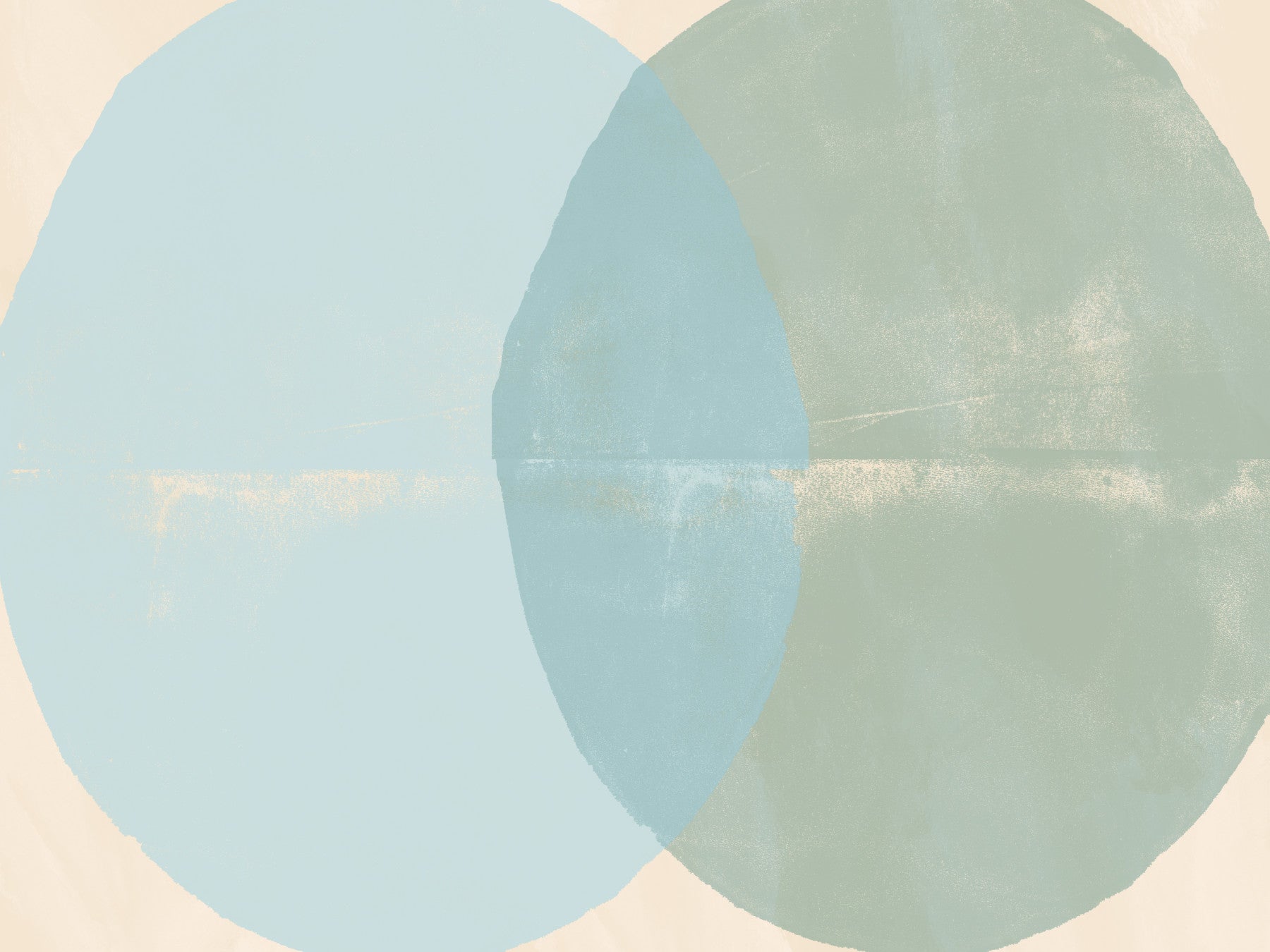 Sage and Blue Geometric Arcs Wall Mural