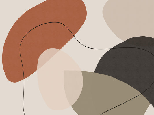 Minimalist Earth Tone Abstract Shapes Wall Mural