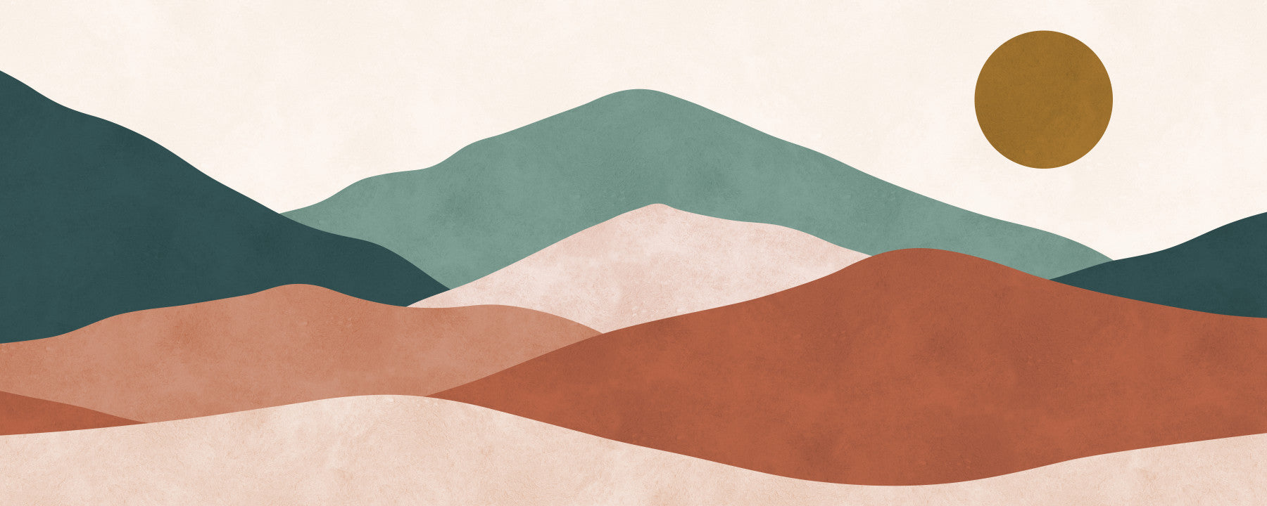 Abstract Sage and Terracotta Hills Wall Mural