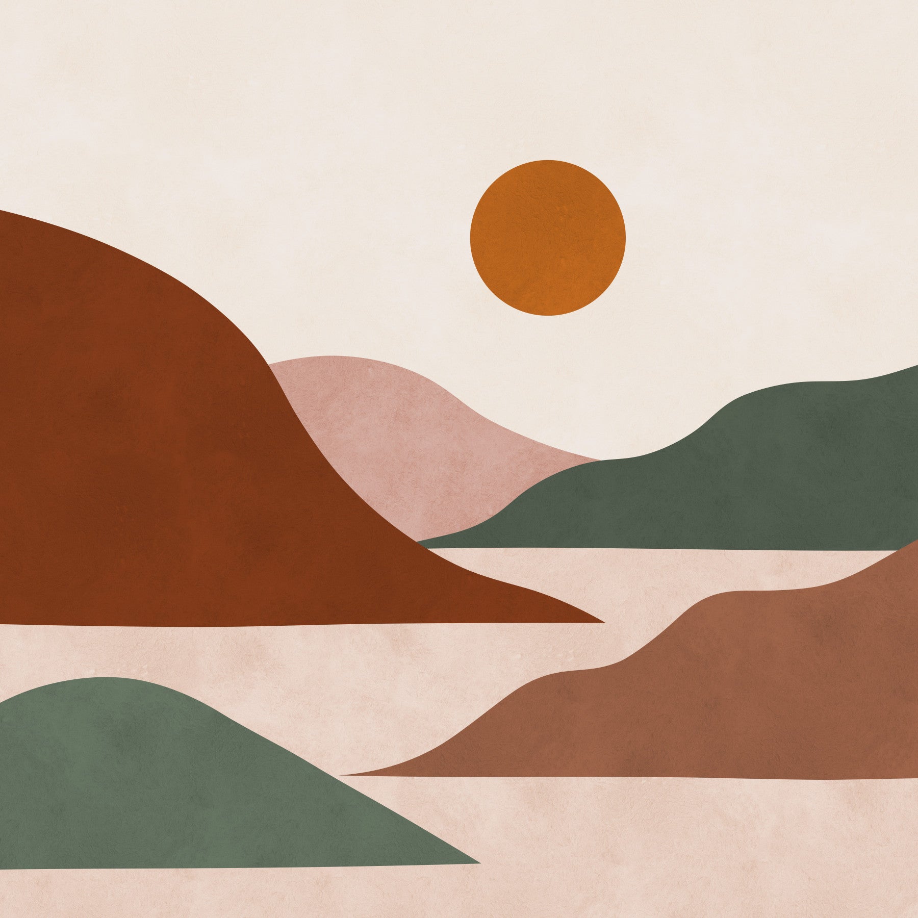 Minimalist Terracotta Horizon Wall Mural