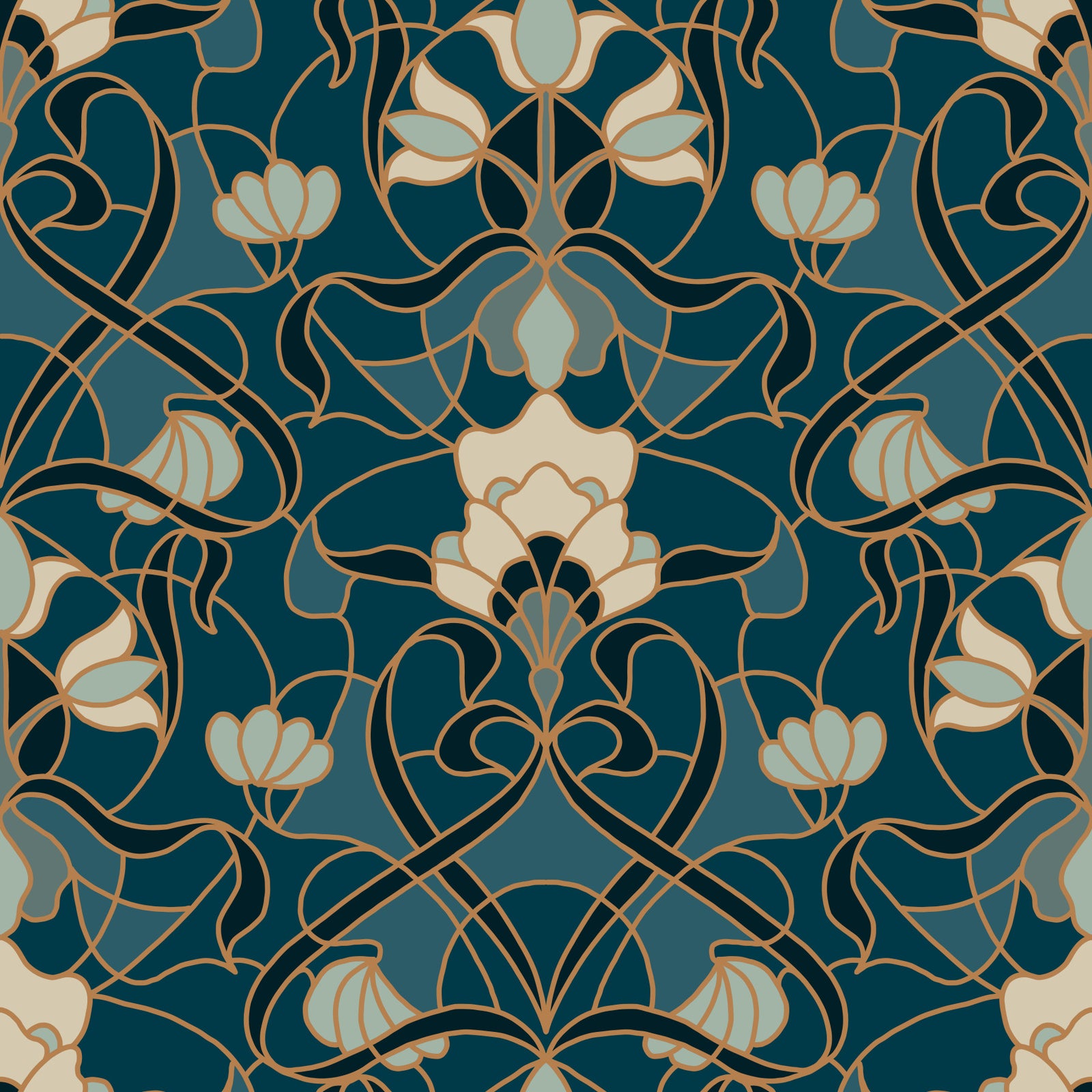 Heritage Botanical Scrollwork Wallpaper⁠ in your room