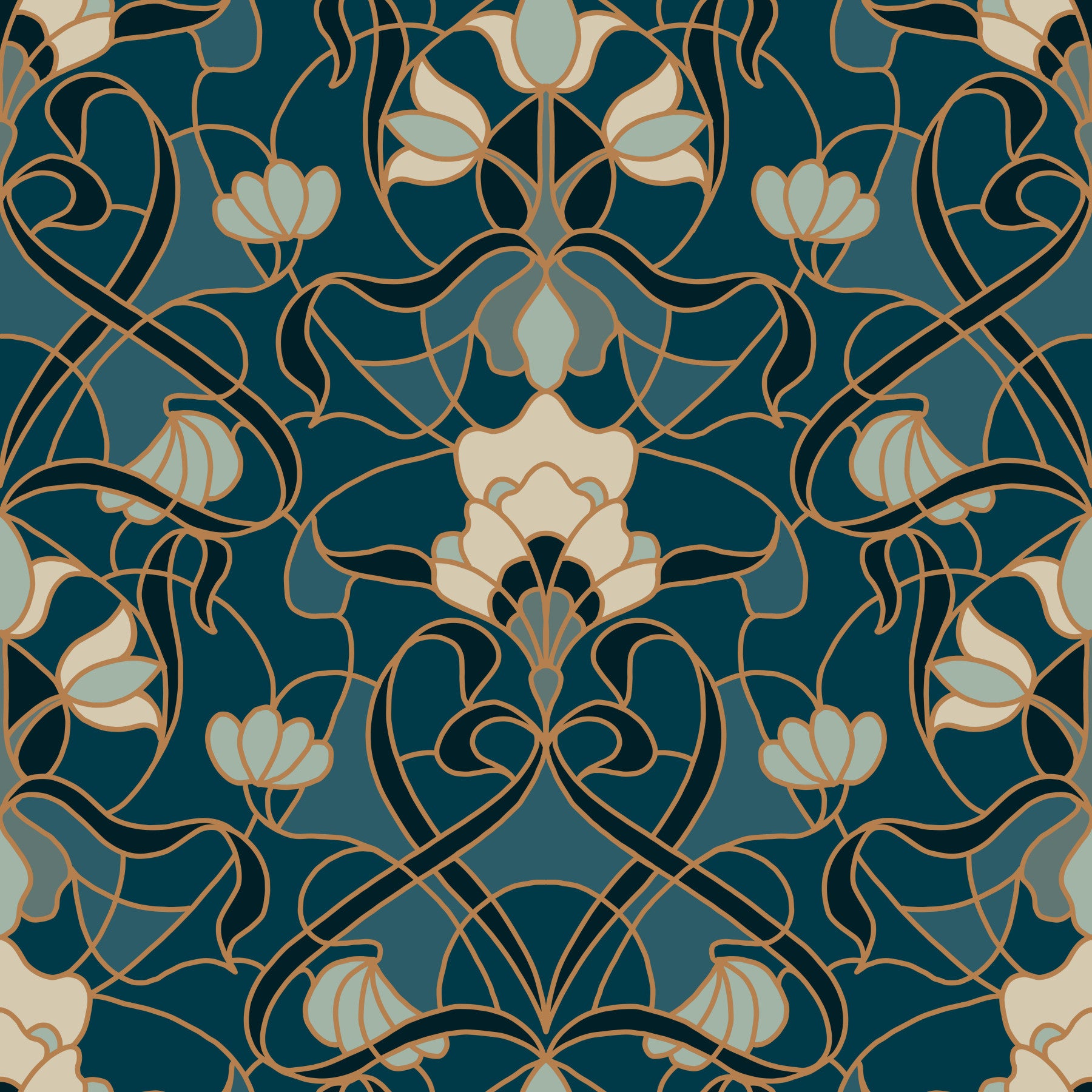 Heritage Botanical Scrollwork Wallpaper⁠