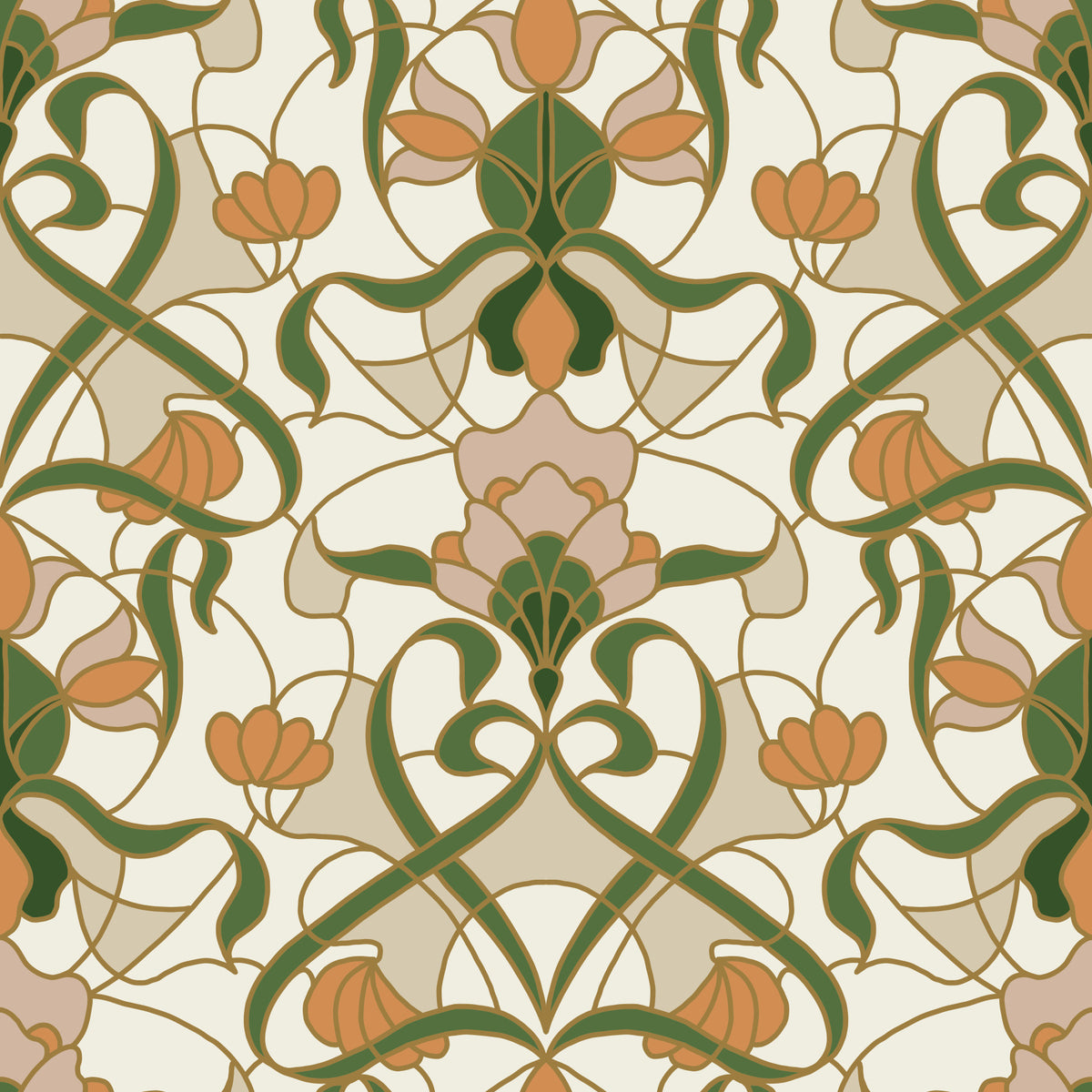 Art Nouveau Floral Interlace Wallpaper⁠ in your room