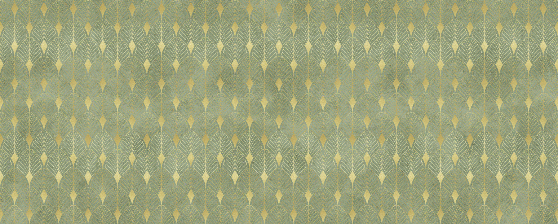 Sage and Gold Art Deco Fan Wall Mural