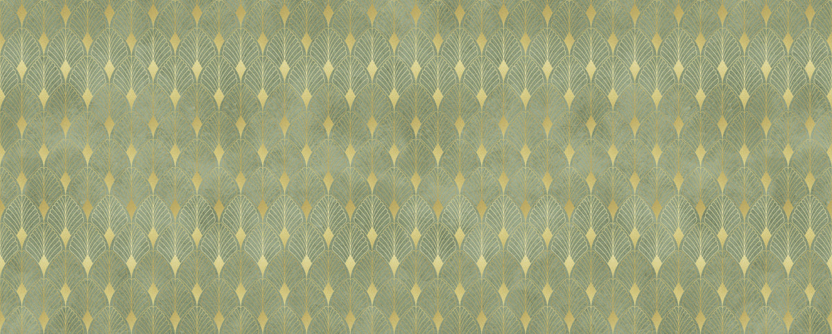 Sage and Gold Art Deco Fan Wall Mural