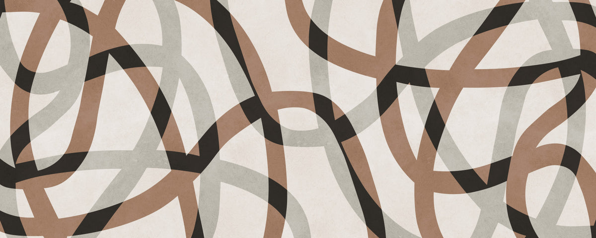 Minimalist Charcoal and Clay Arcs Wall Mural in your room — zoomed