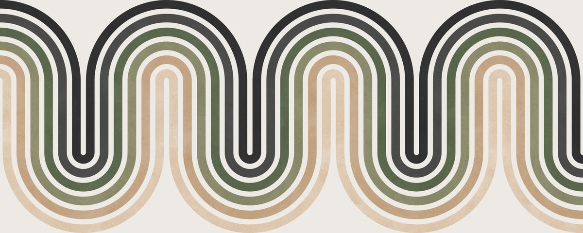 Abstract Earthy Wave Arches Wall Mural in your room — zoomed