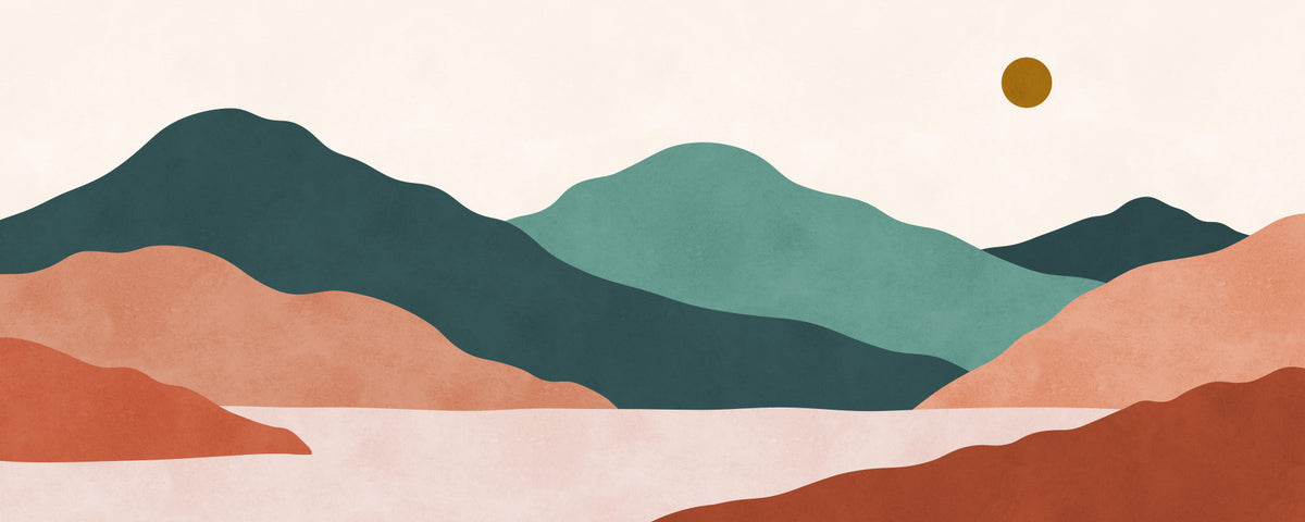 Abstract Terracotta and Teal Range Wall Mural in your room