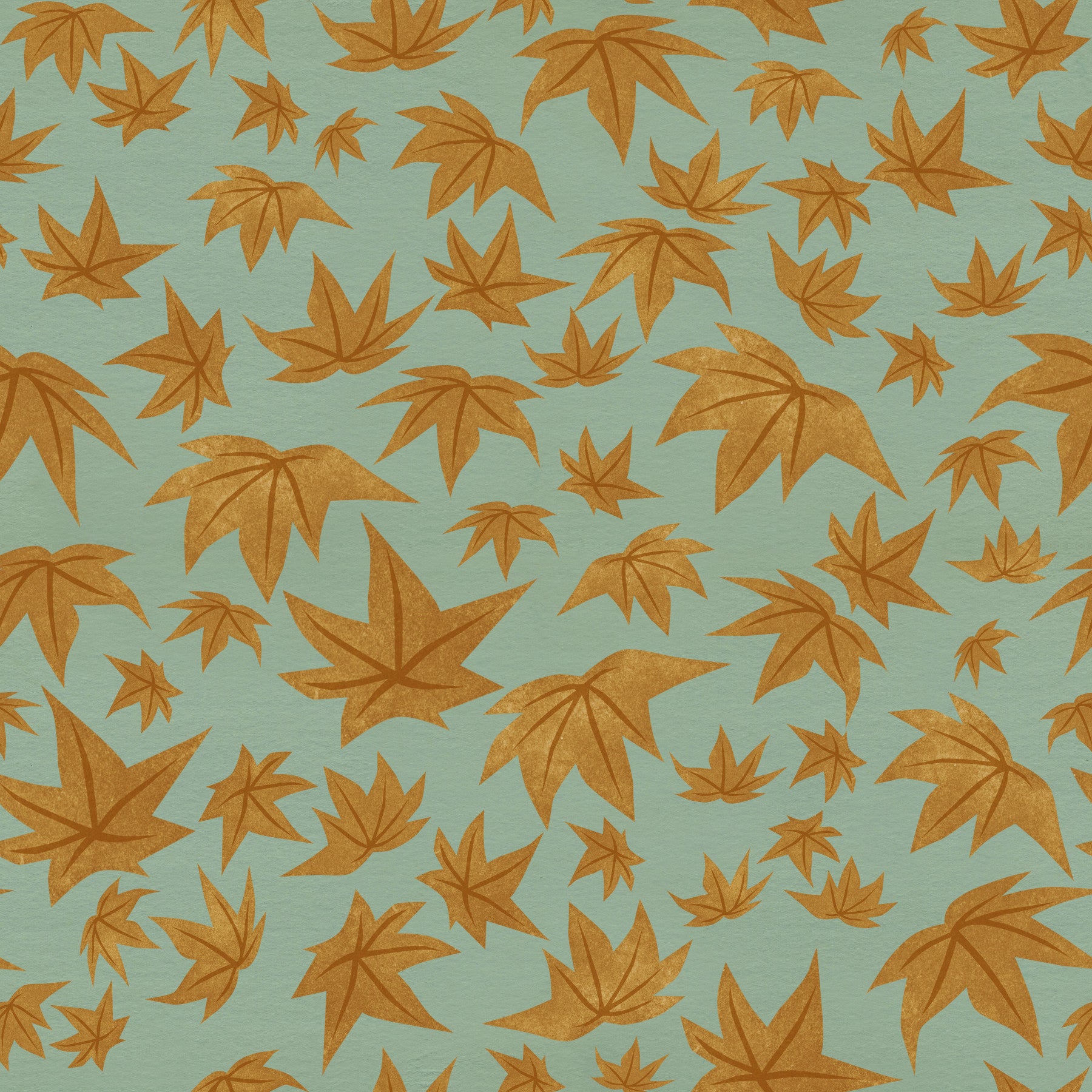 Japanese Maple Leaves - Mustard & Water Wallpaper⁠