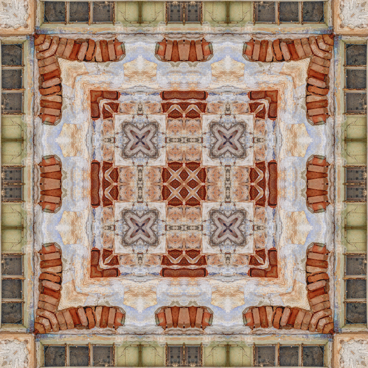 Rustic Brickwork Mosaic Wallpaper⁠ in your room — zoomed