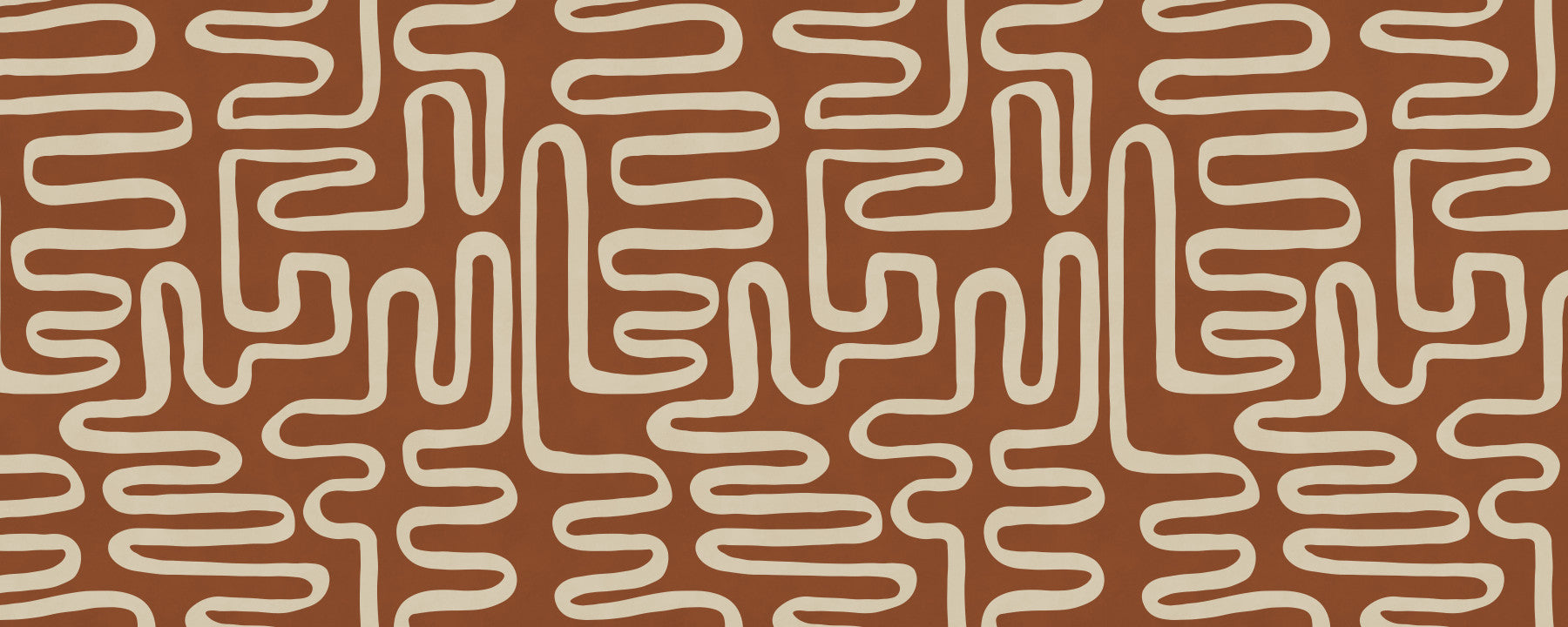 Rustic Terracotta Labyrinth Line Art Wall Mural