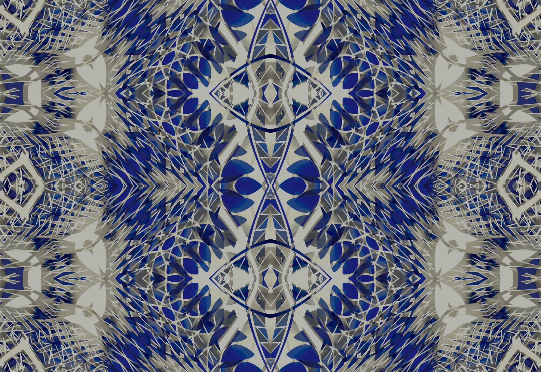 Blue & Gray Abstract Ornamental Geometric Wallpaper - AMBER DESIGN Wallpaper