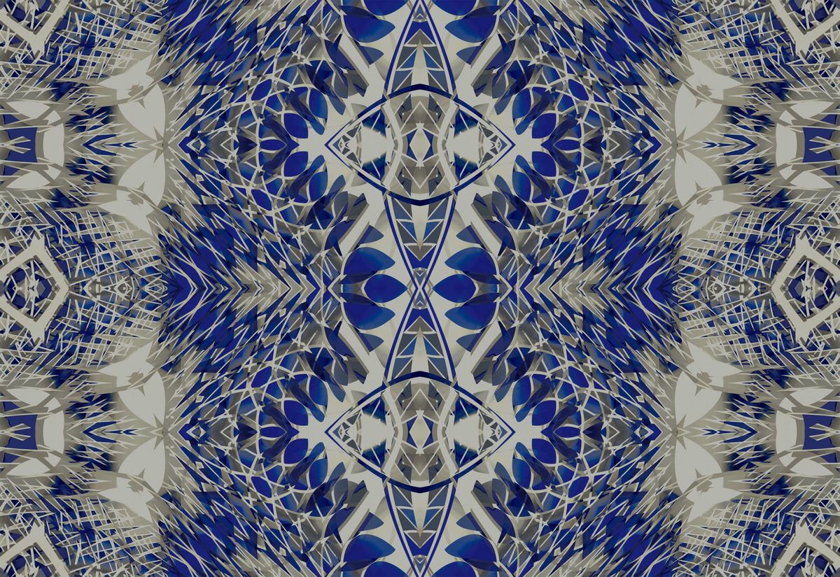Blue & Gray Contemporary Baroque - BELLAGIO Wallpaper in your room — zoomed